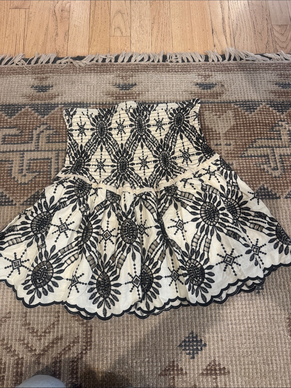 Allison New York Black & Cream Embroidered Circle Skirt - Women's Skater Style